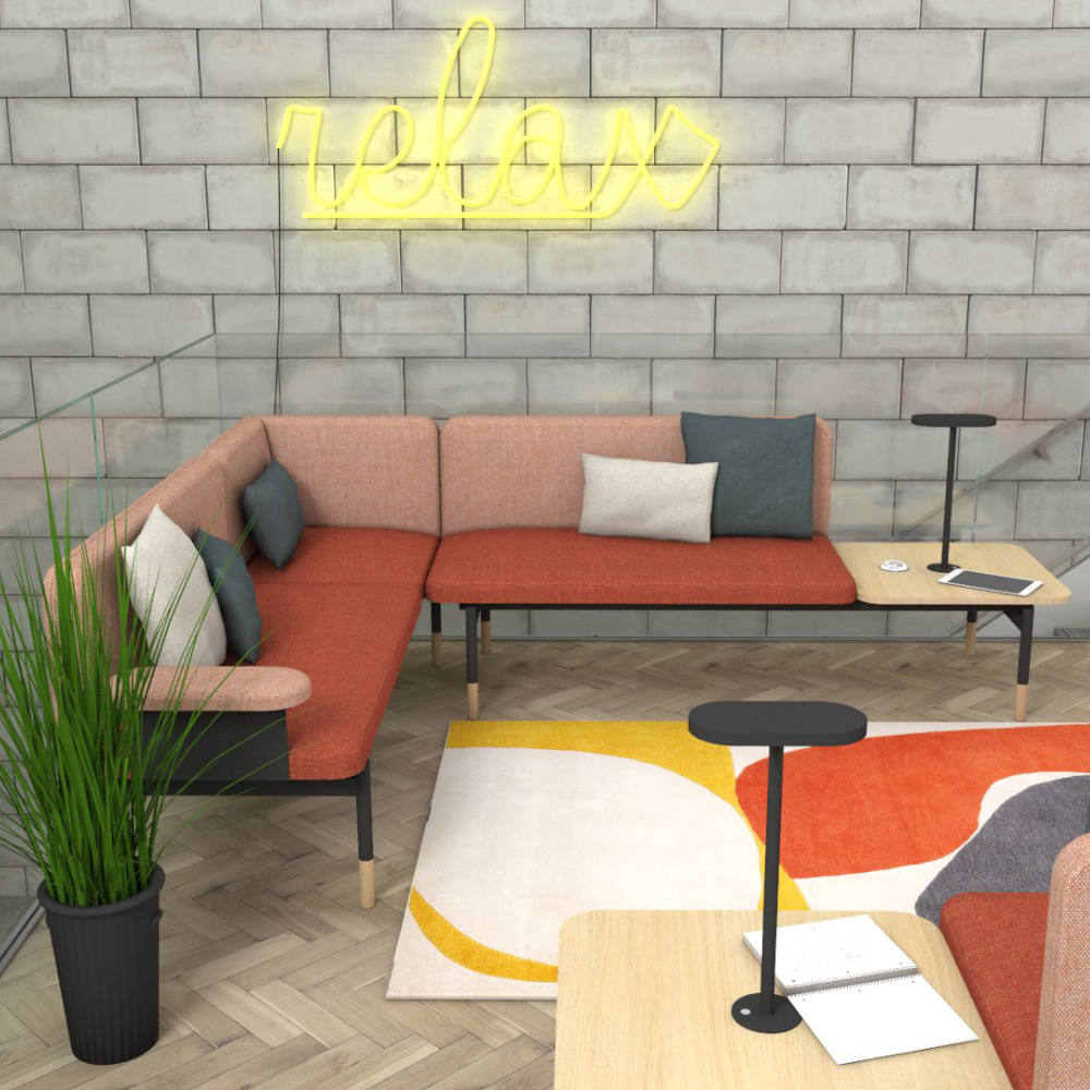 Office breakout space, with Jetty L-shaped corner sofa